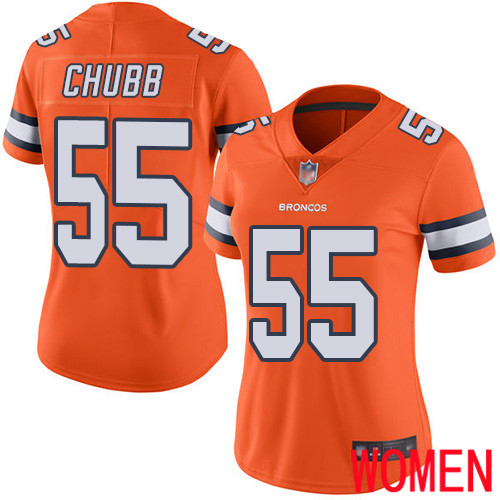 Women Denver Broncos 55 Bradley Chubb Limited Orange Rush Vapor Untouchable Football NFL Jersey